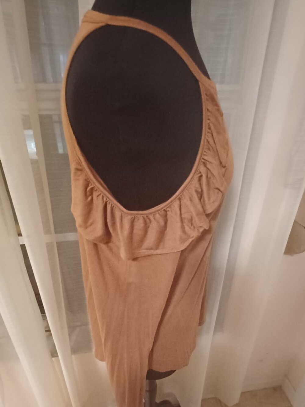 Hippie Chic Pumpkin Spice Cold Shoulder Ruffled High Neck Long Sleeve XL top - Picture 4 of 4